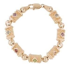 14k Multistone Link Bracelet